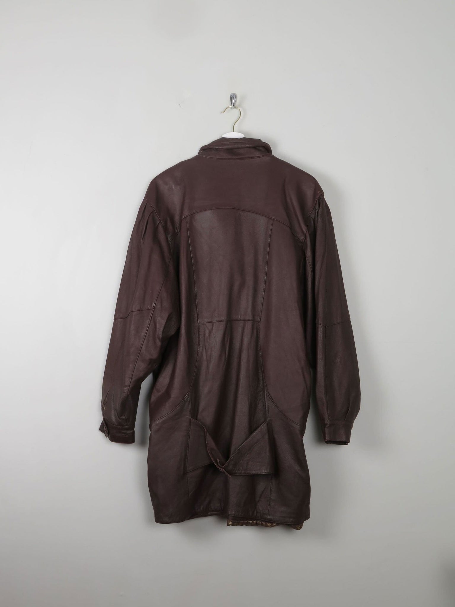 Women's Brown Leather Vintage Coat M - The Harlequin