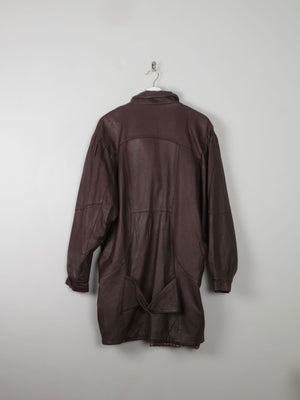 Women's Brown Leather Vintage Coat M - The Harlequin
