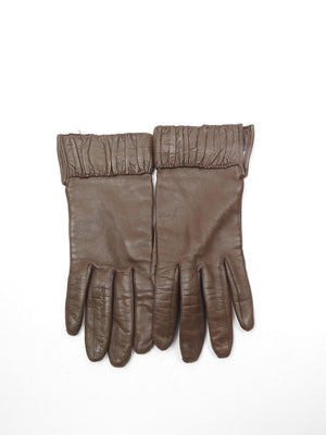 Women's Brown Leather Vintage Gloves 6 3/4s S/M Approx - The Harlequin