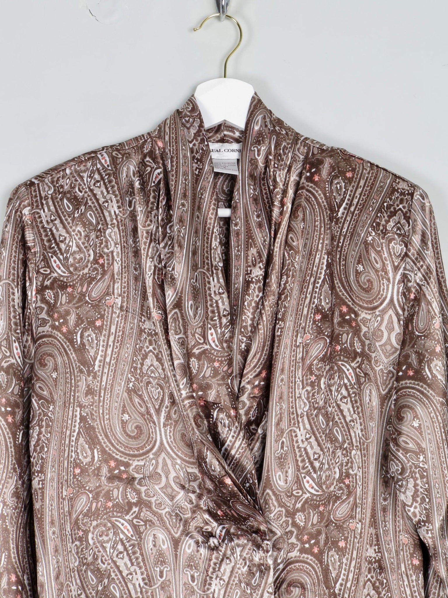 Women’s Brown Paisley Satin Vintage Blouse S - The Harlequin