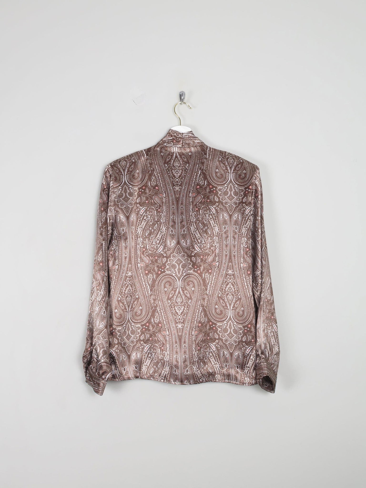 Women’s Brown Paisley Satin Vintage Blouse S - The Harlequin