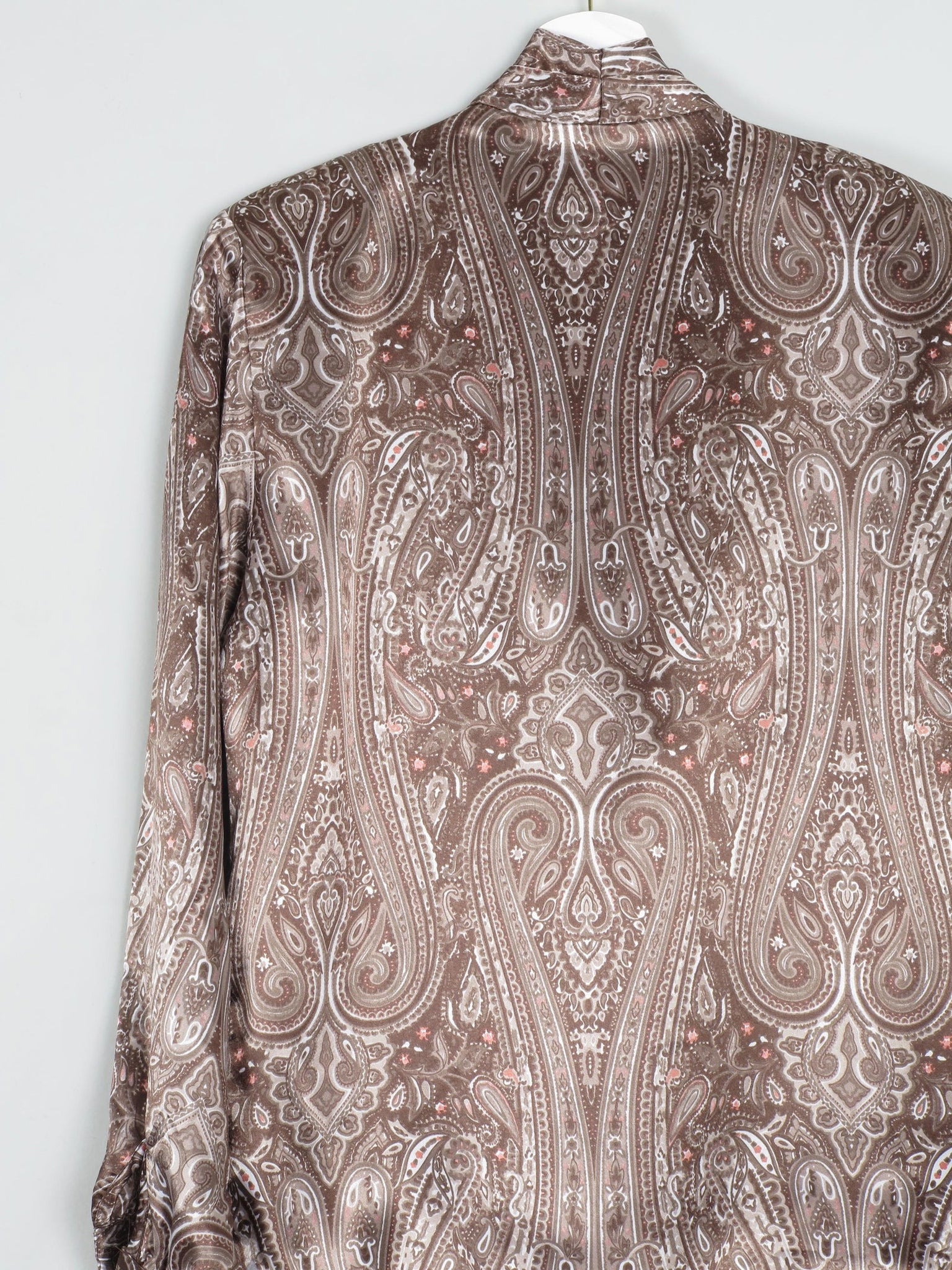 Women’s Brown Paisley Satin Vintage Blouse S - The Harlequin