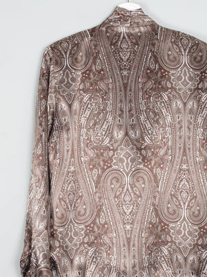 Women’s Brown Paisley Satin Vintage Blouse S - The Harlequin