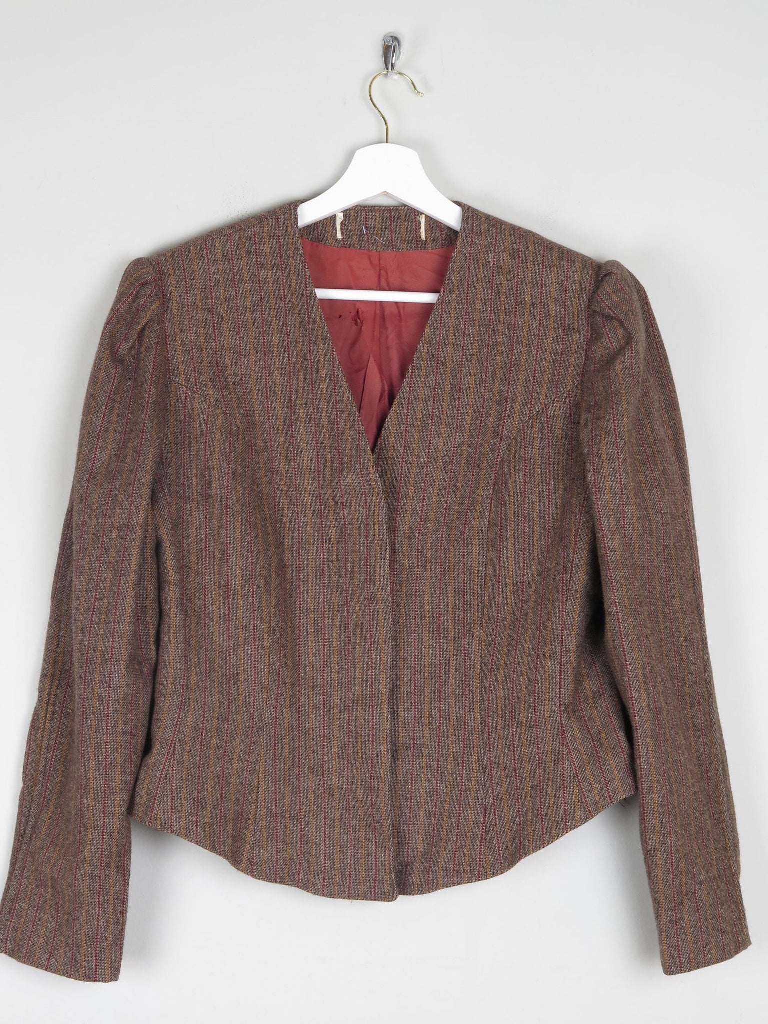 Women's Brown Tweed Fitted Cropped Jacket 10/12 - The Harlequin