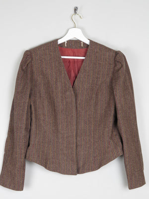 Women's Brown Tweed Fitted Cropped Jacket 10/12 - The Harlequin