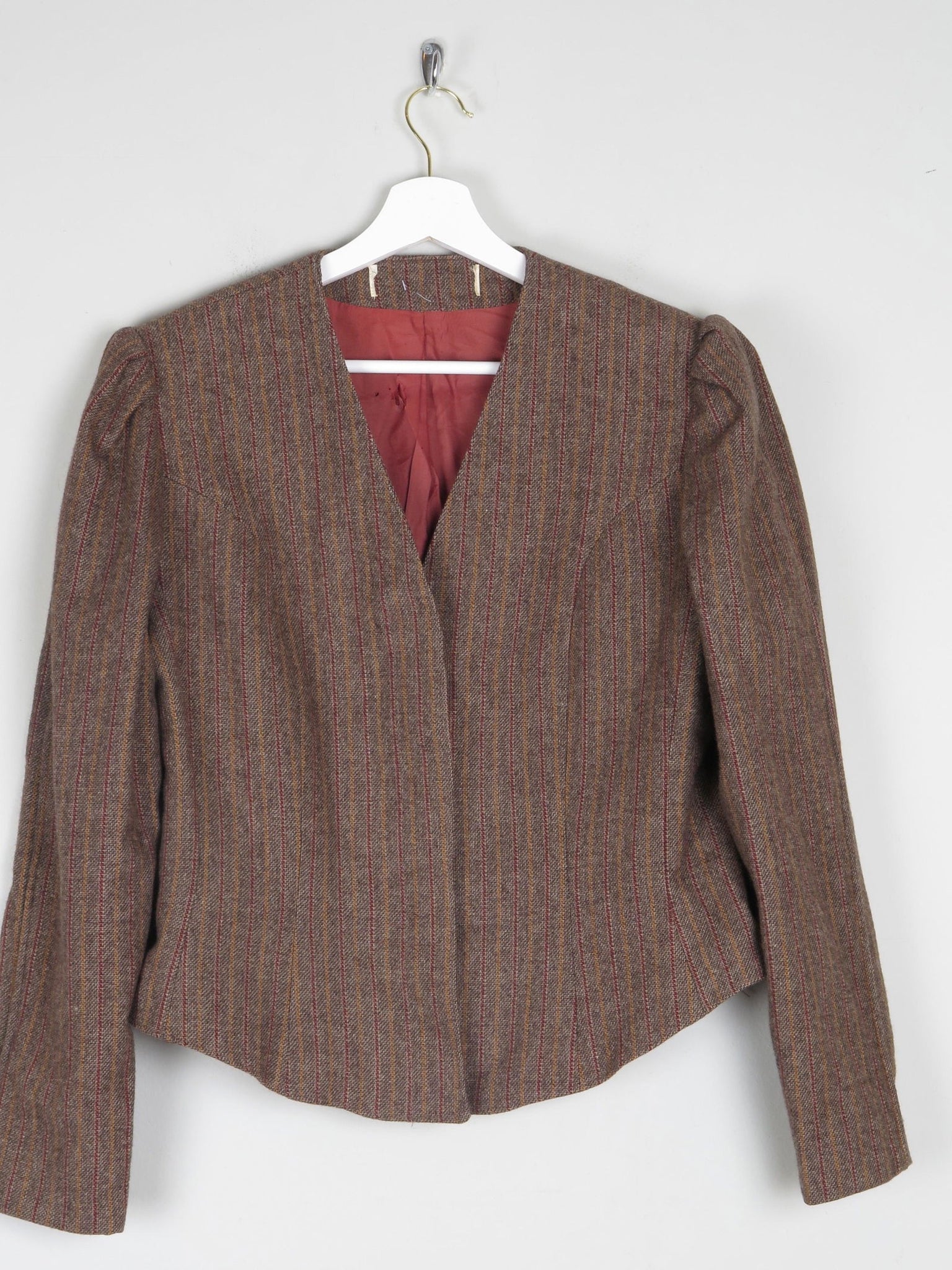 Women's Brown Tweed Fitted Cropped Jacket 10/12 - The Harlequin