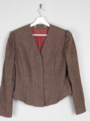 Women's Brown Tweed Fitted Cropped Jacket 10/12 - The Harlequin