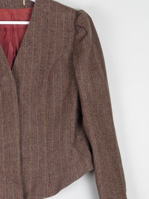 Women's Brown Tweed Fitted Cropped Jacket 10/12 - The Harlequin