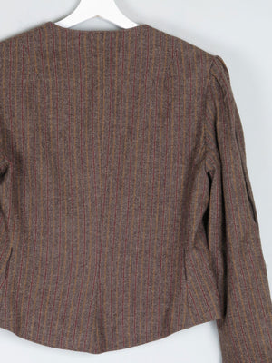 Women's Brown Tweed Fitted Cropped Jacket 10/12 - The Harlequin