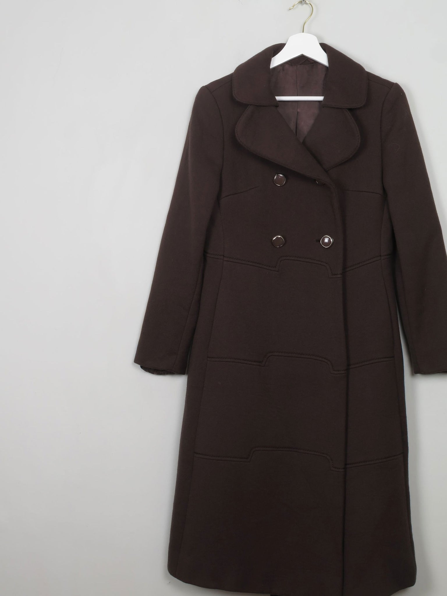 Women's Brown Vintage 60's/70s Wool Coat 10/ small 12 - The Harlequin