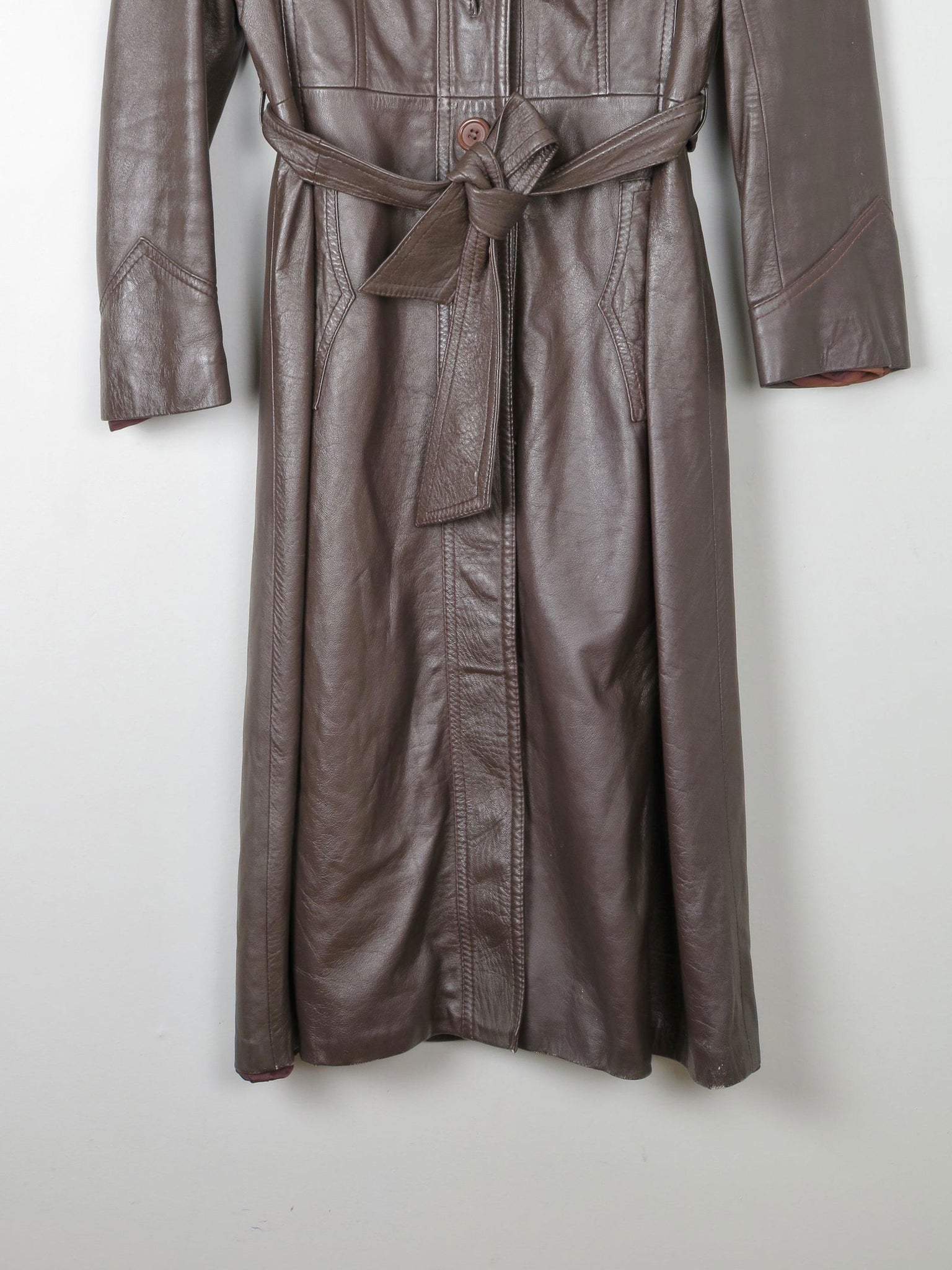 Women's  Brown Vintage Leather Coat 1970s XS/S - The Harlequin