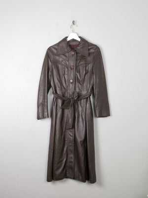 Women's  Brown Vintage Leather Coat 1970s XS/S - The Harlequin