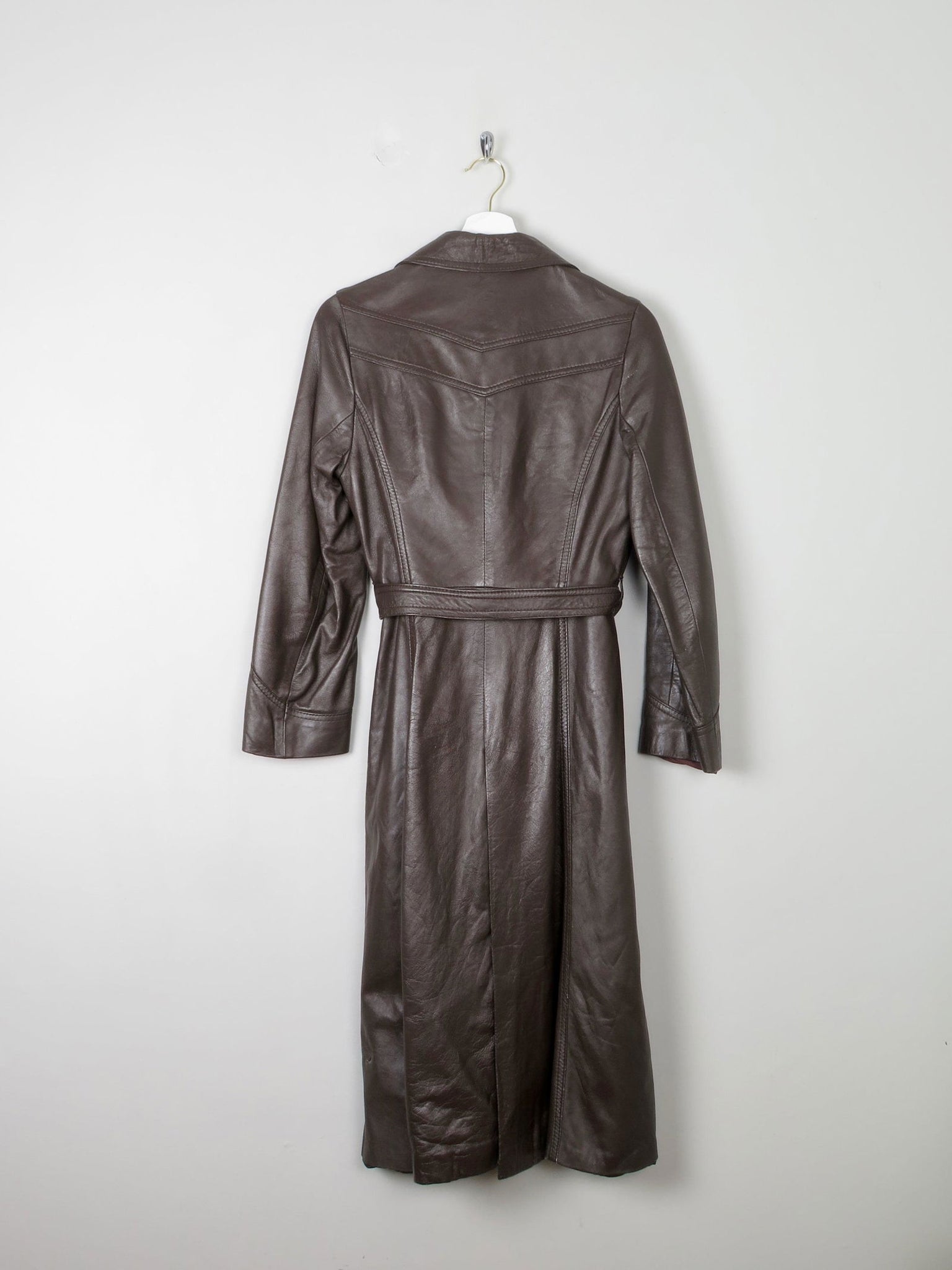 Women's  Brown Vintage Leather Coat 1970s XS/S - The Harlequin