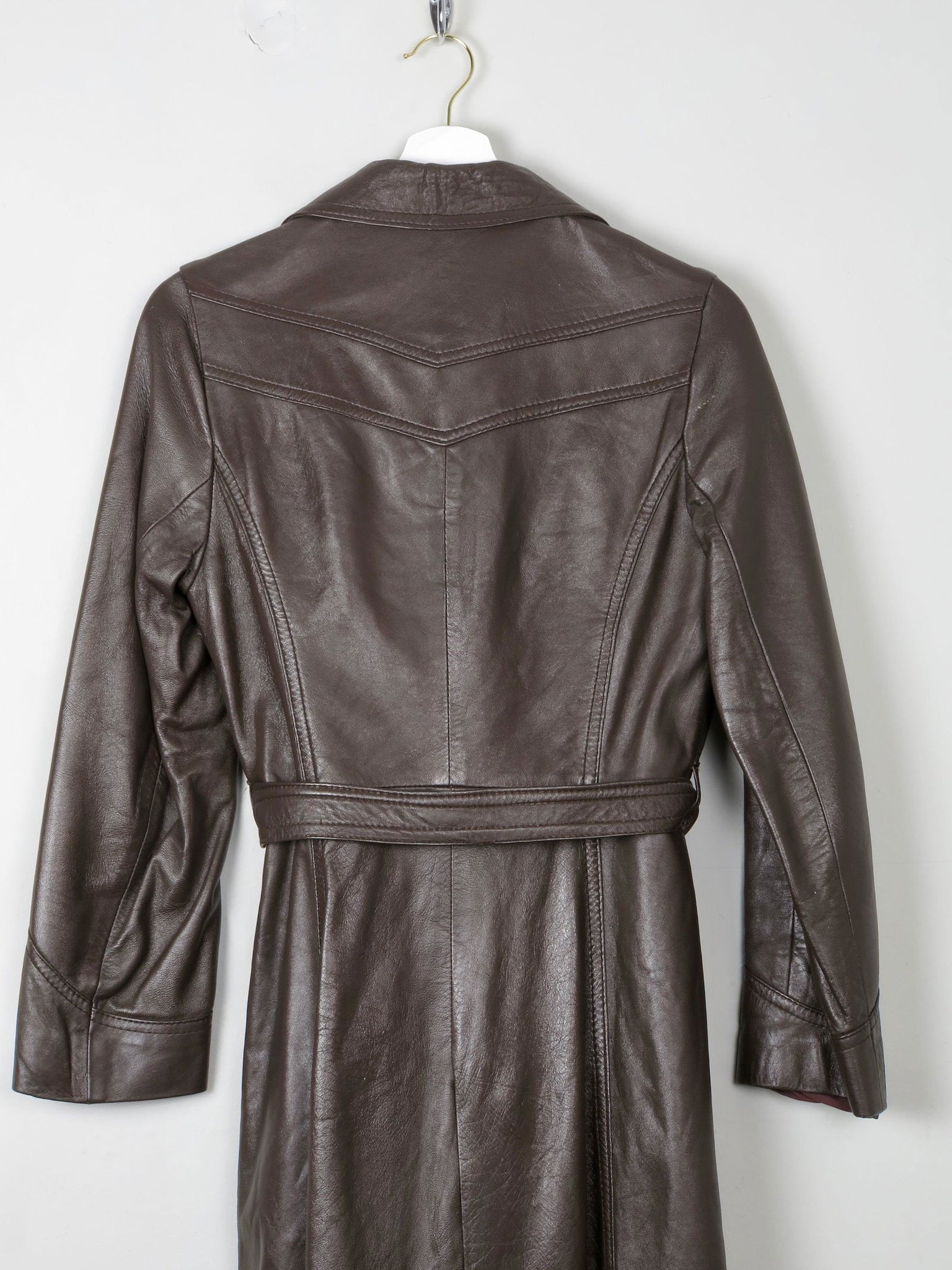 Women's  Brown Vintage Leather Coat 1970s XS/S - The Harlequin