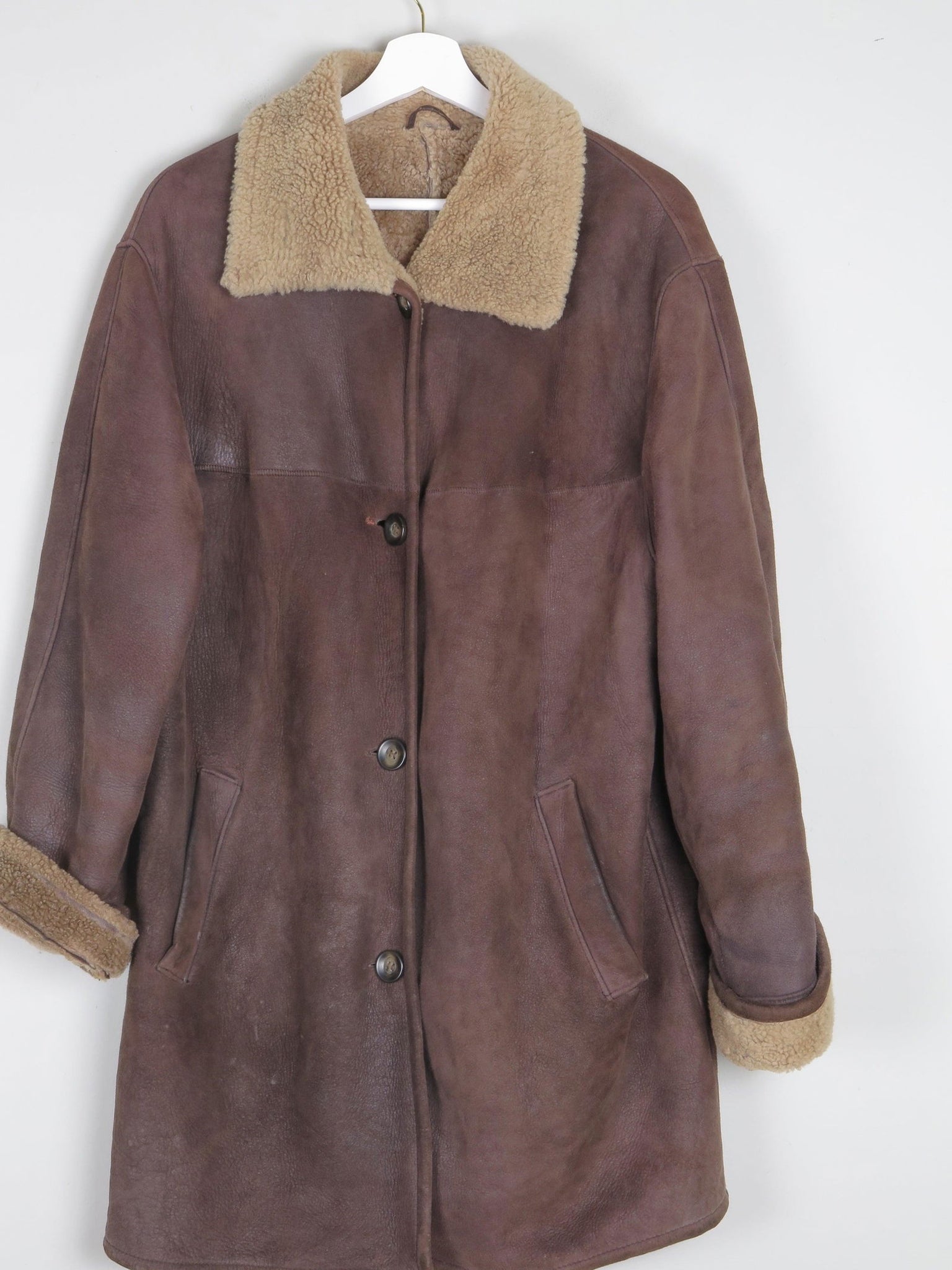 Women's Brown Vintage Shearling Sheepskin Short Coat M/L - The Harlequin