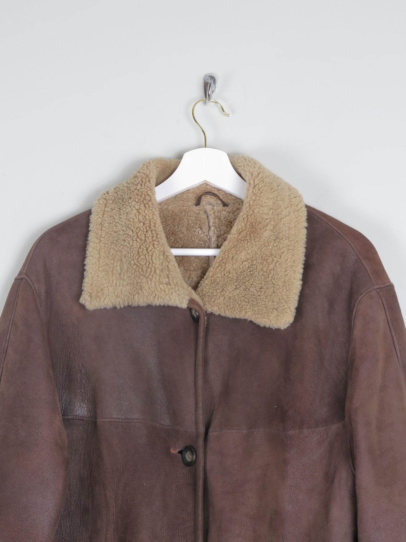 Women's Brown Vintage Shearling Sheepskin Short Coat M/L - The Harlequin