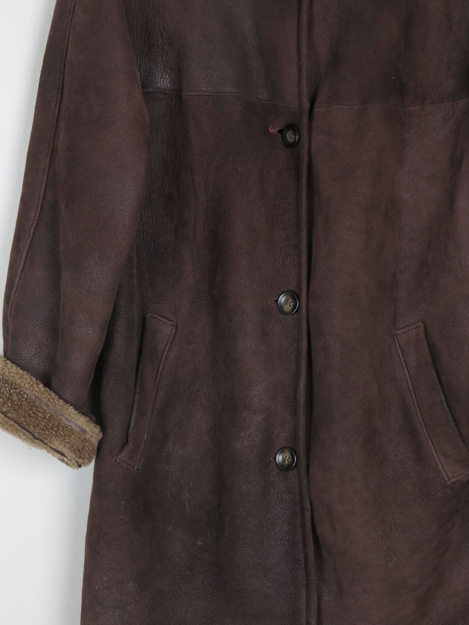 Women's Brown Vintage Shearling Sheepskin Short Coat M/L - The Harlequin