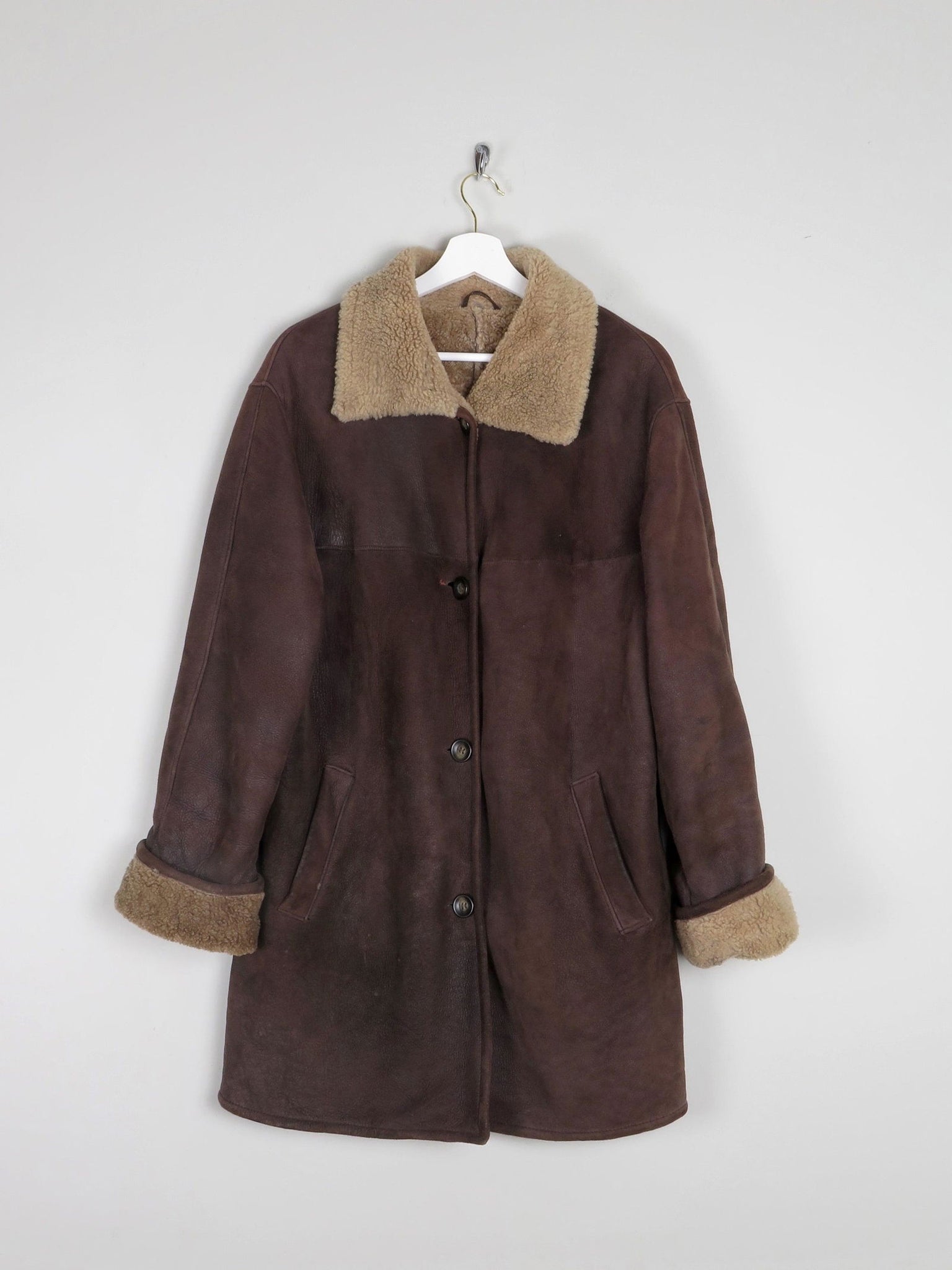 Women's Brown Vintage Shearling Sheepskin Short Coat M/L - The Harlequin