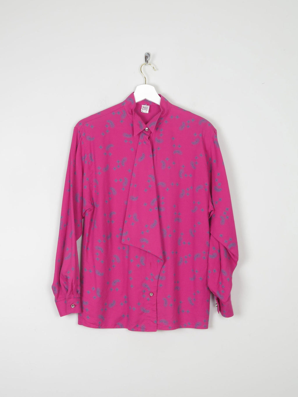 Women's Cerise Pink Long Sleeved Paisley Blouse S - The Harlequin