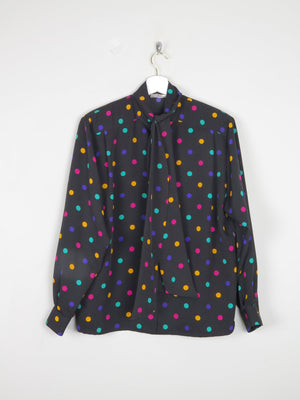 Women's Colourful Polka Dot Blouse With Tie Neck M - The Harlequin