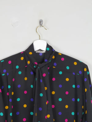 Women's Colourful Polka Dot Blouse With Tie Neck M - The Harlequin