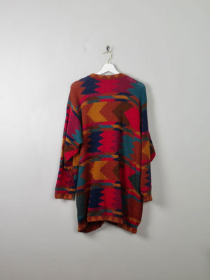 Women's Colurful Vintage Wool Cardigan L/XL - The Harlequin