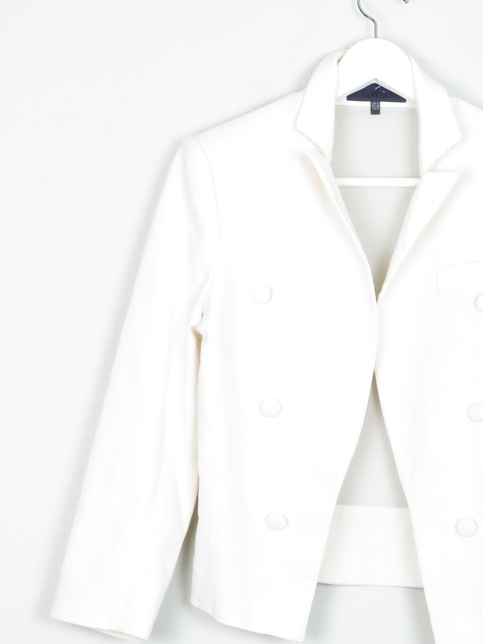 Women's Cream Tuxedo Style Cotton Cropped Vintage Jacket