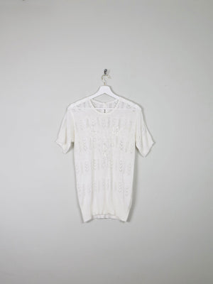 Women's Crochet Short Sleeved Top M - The Harlequin