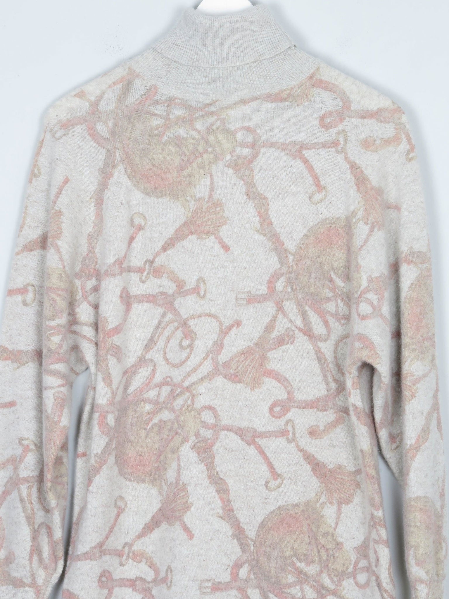 Women's Equestrian Wool Polo Neck Vintage Jumper Printed S - The Harlequin