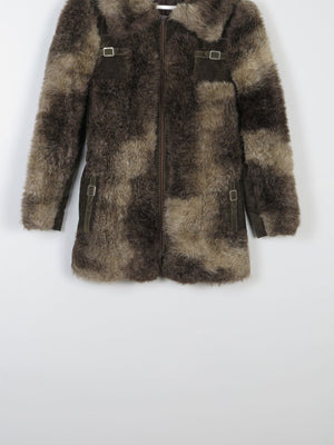 Women’s Green & Brown 1970s Printed Faux Fur Zip Up Jacket 10/12 - The Harlequin