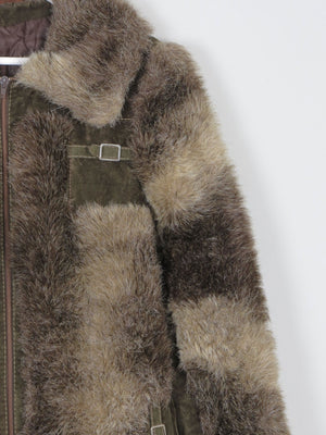 Women’s Green & Brown 1970s Printed Faux Fur Zip Up Jacket 10/12 - The Harlequin