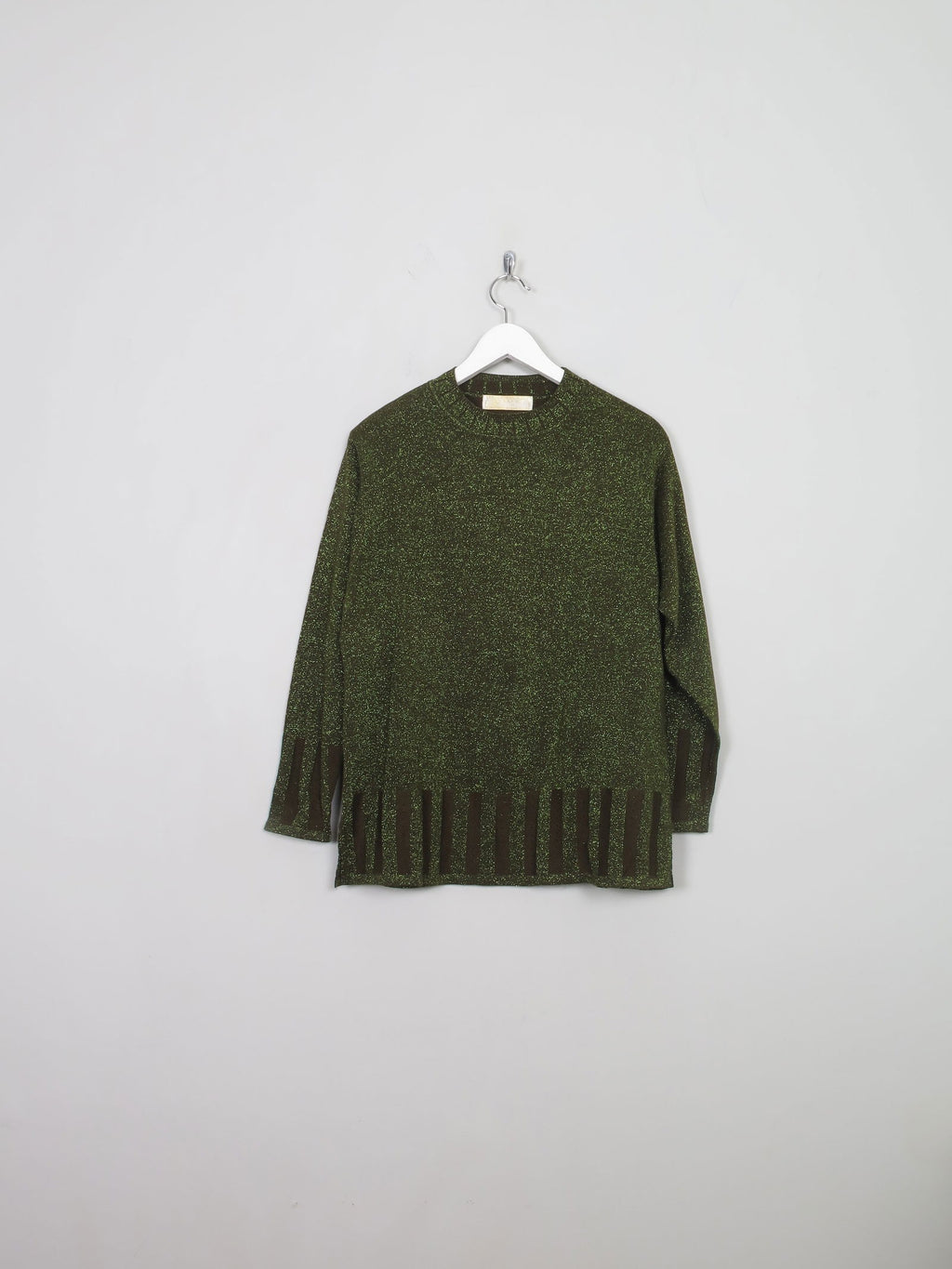 Women's Green Lurex Vintage Jumper Top S/M - The Harlequin