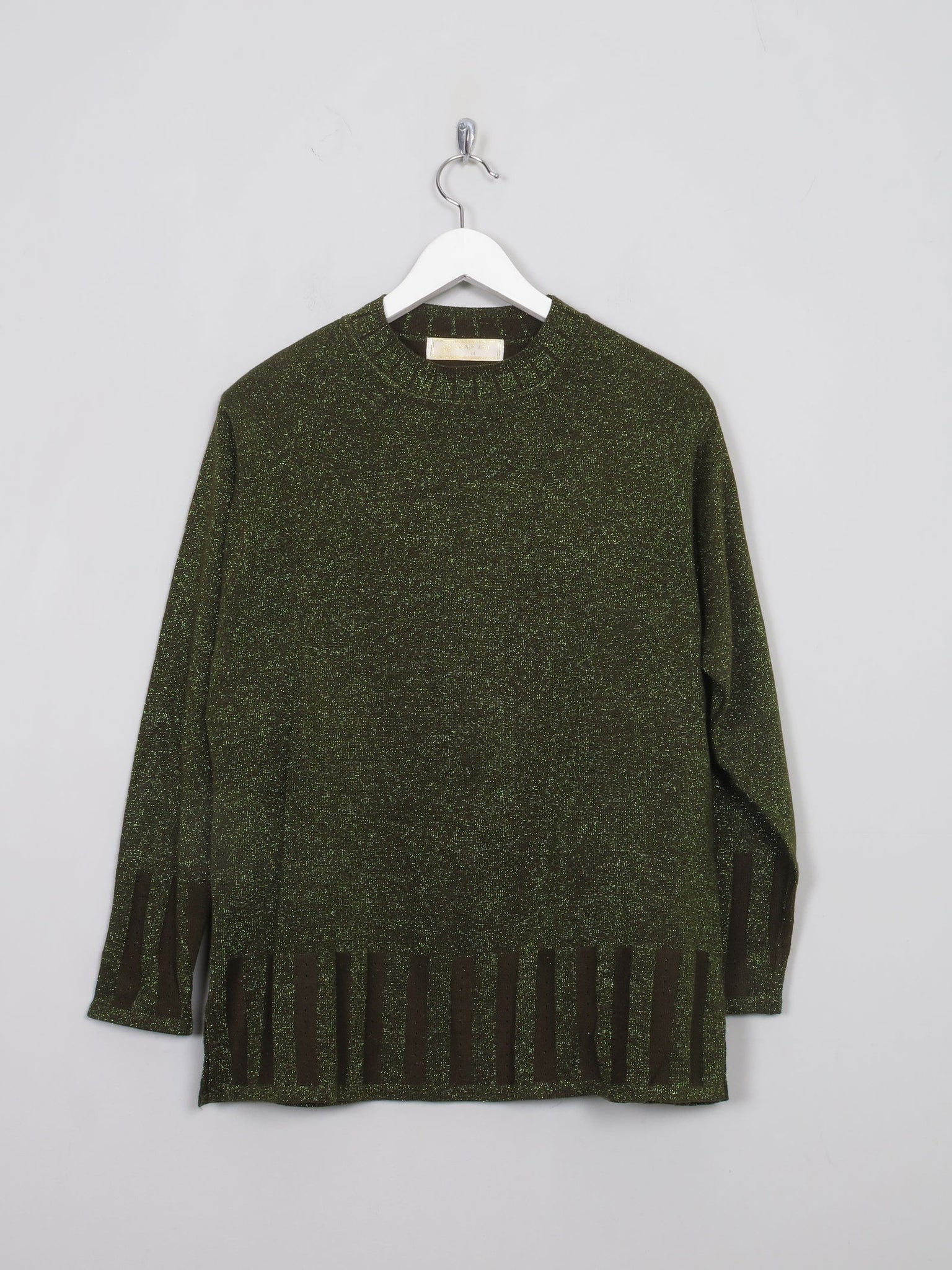 Women's Green Lurex Vintage Jumper Top S/M - The Harlequin