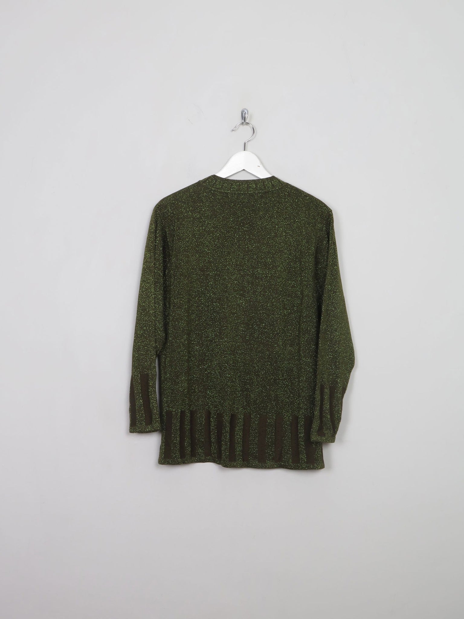 Women's Green Lurex Vintage Jumper Top S/M - The Harlequin