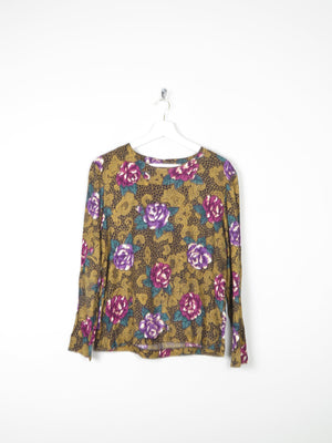 Women's Green & Pink Floral Printed Blouse M - The Harlequin
