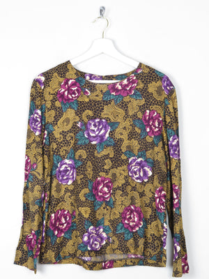 Women's Green & Pink Floral Printed Blouse M - The Harlequin