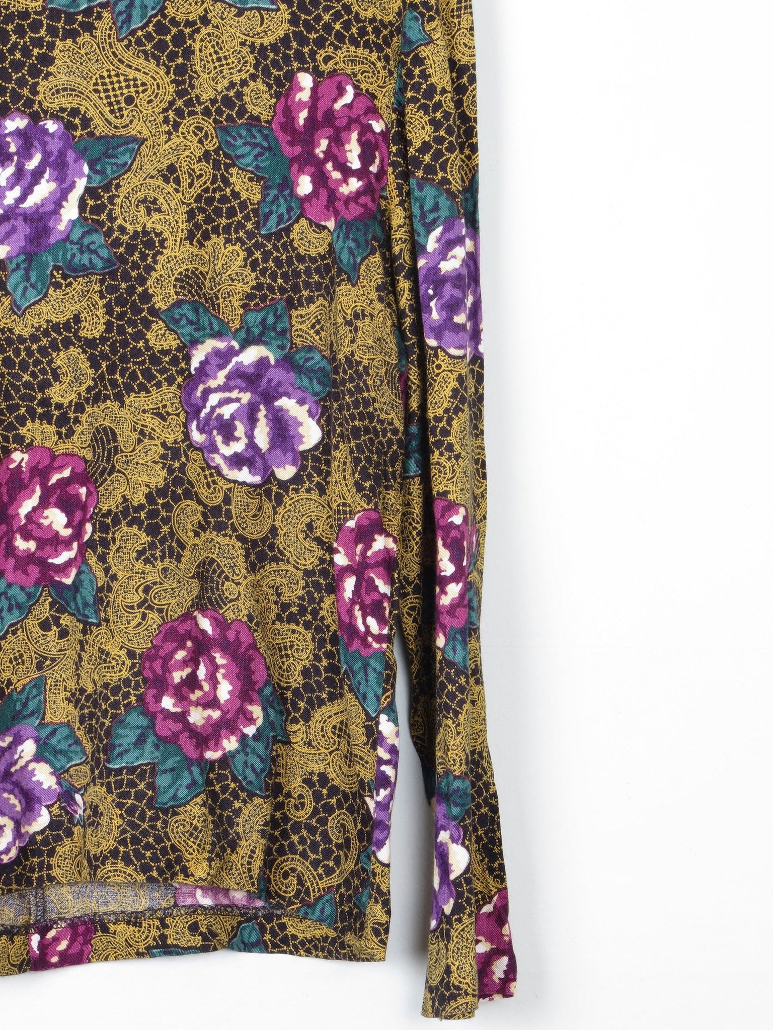 Women's Green & Pink Floral Printed Blouse M - The Harlequin