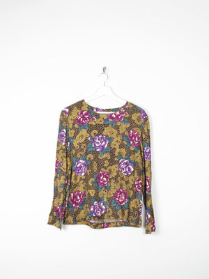 Women's Green & Pink Floral Printed Blouse M - The Harlequin