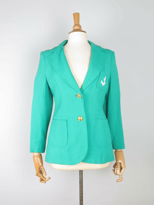 Women's Green Vintage 1970s Linen Blazer 8/10 - The Harlequin