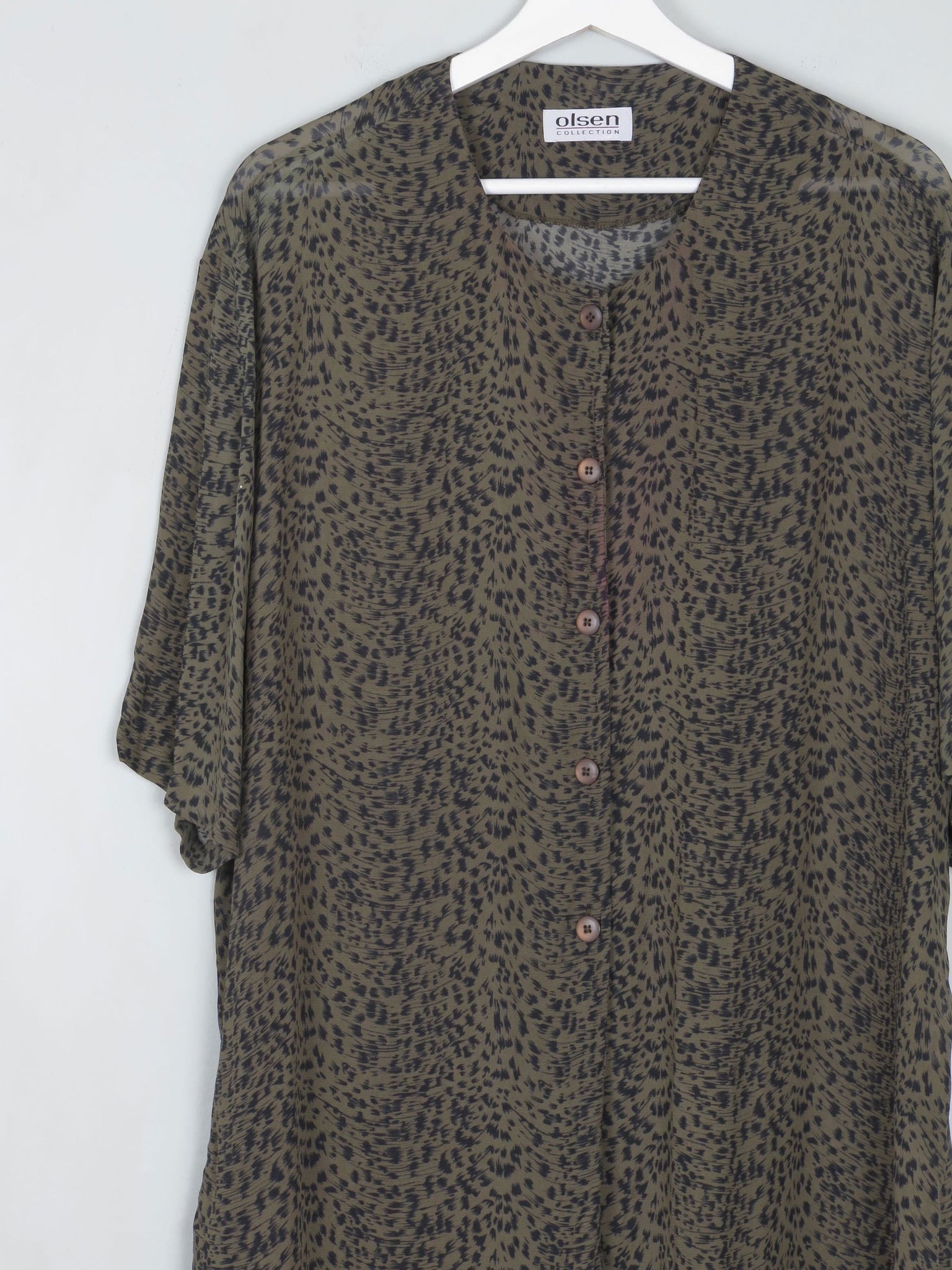 Women's Green Vintage Leopard Print Shirt/Dress L - The Harlequin