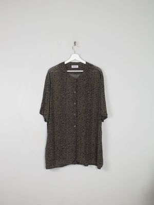 Women's Green Vintage Leopard Print Shirt/Dress L - The Harlequin