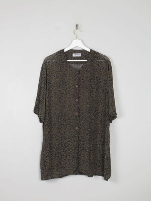 Women's Green Vintage Leopard Print Shirt/Dress L - The Harlequin