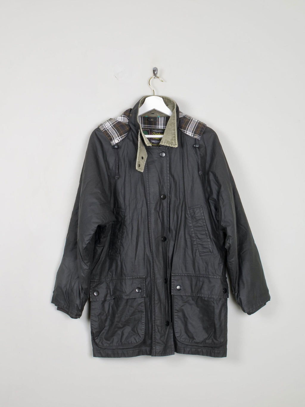 Women's Green Vintage Wax Jacket With Hood M/L - The Harlequin