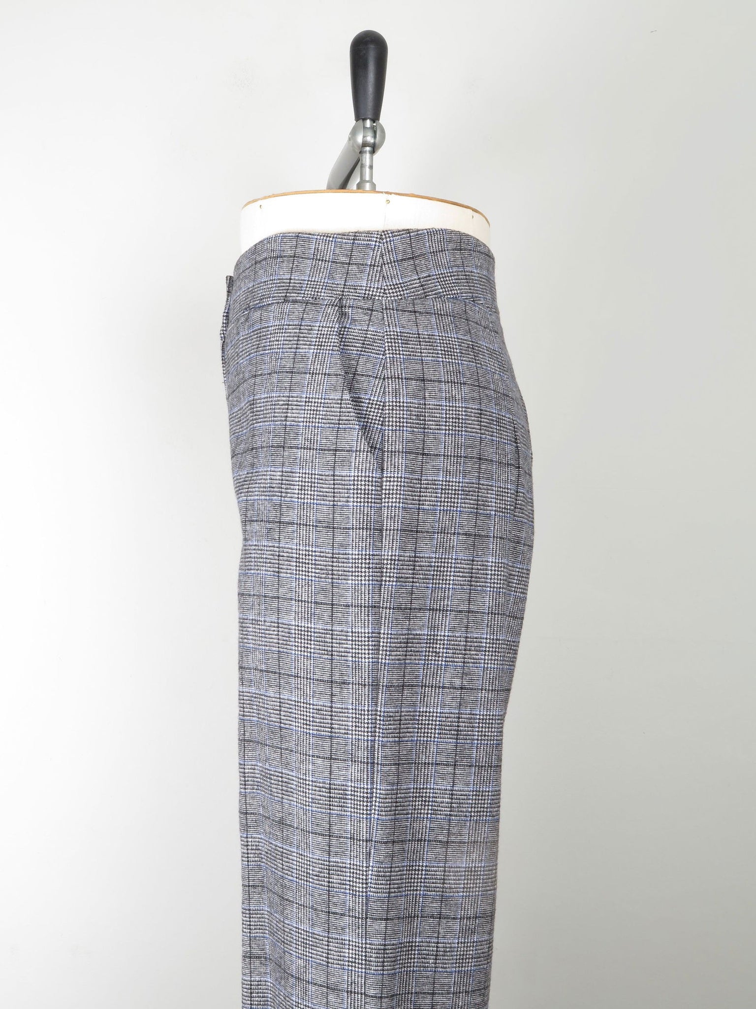 Women's Grey & Blue Wool Trousers L - The Harlequin