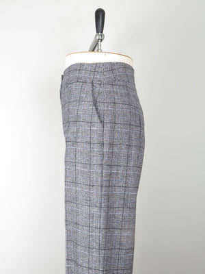 Women's Grey & Blue Wool Trousers L - The Harlequin