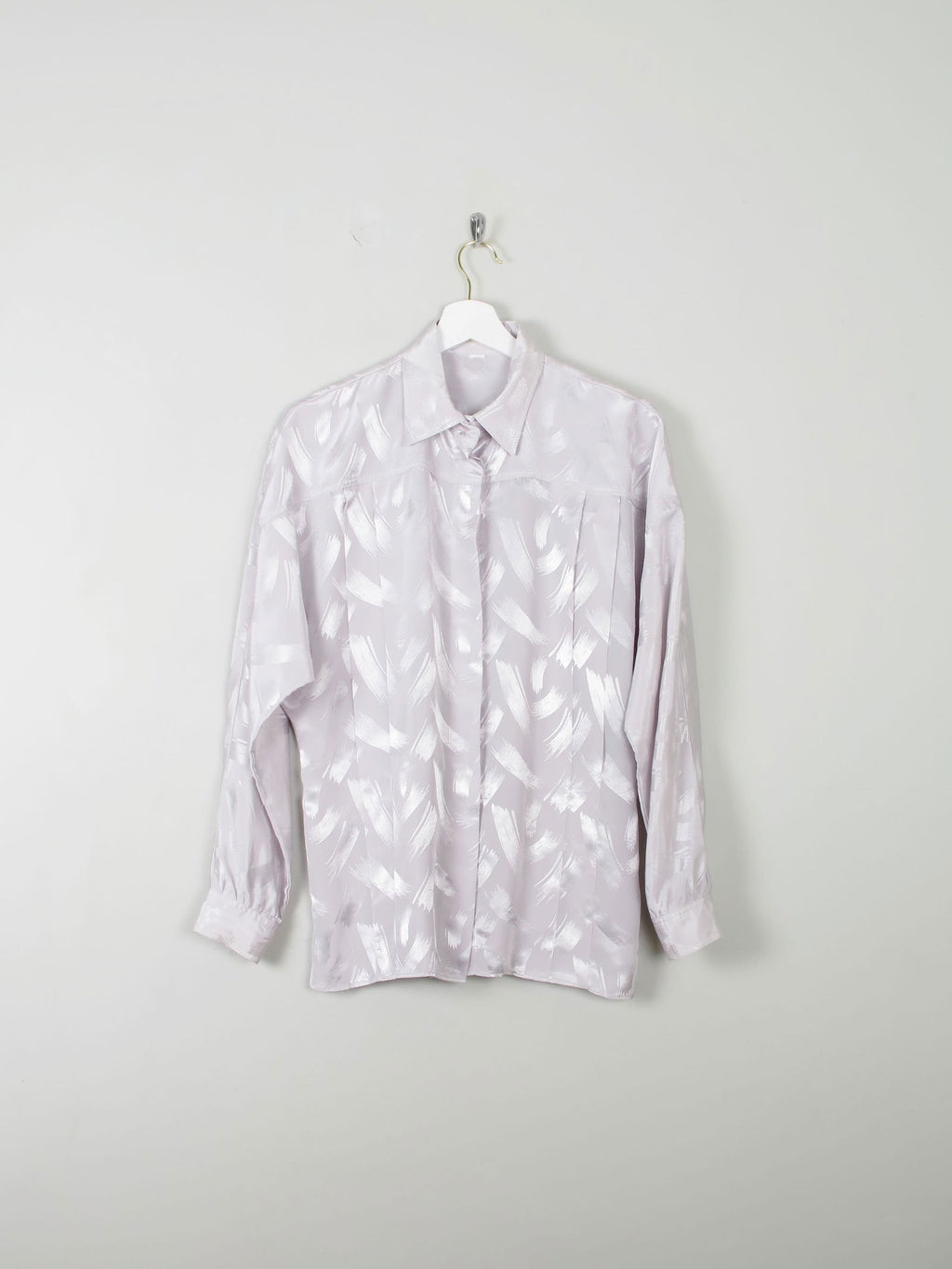 Women's Grey Vintage Blouse Jacquard Embossed S/M - The Harlequin