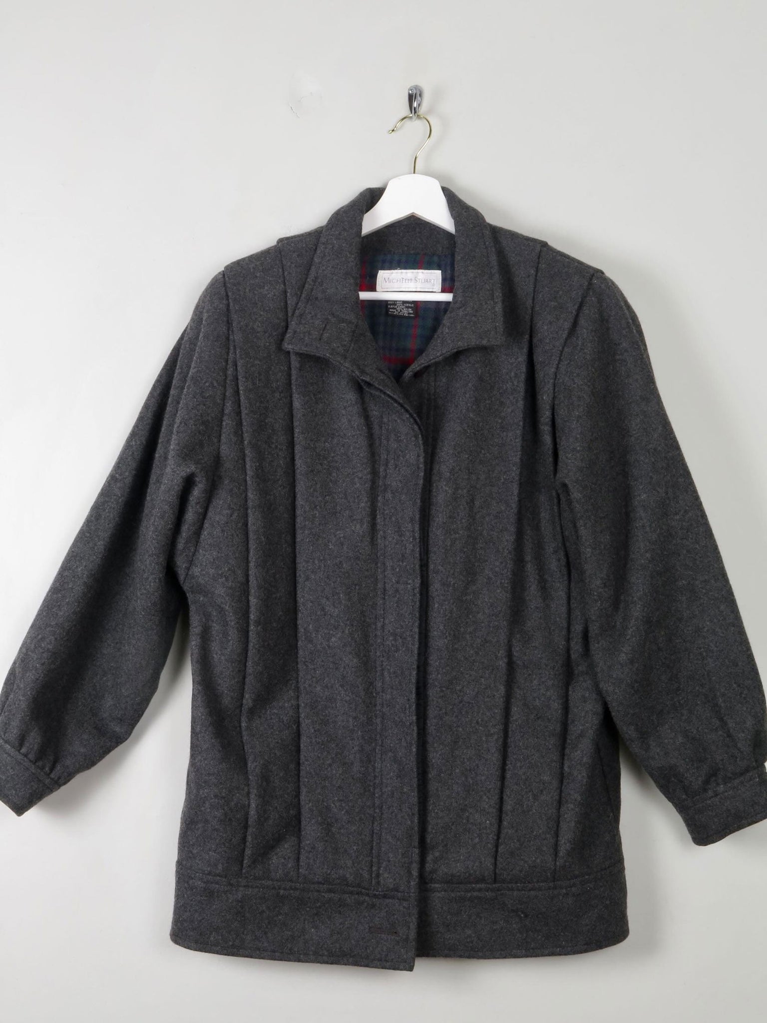 Women's Grey Wool Pleated Jacket S/M - The Harlequin