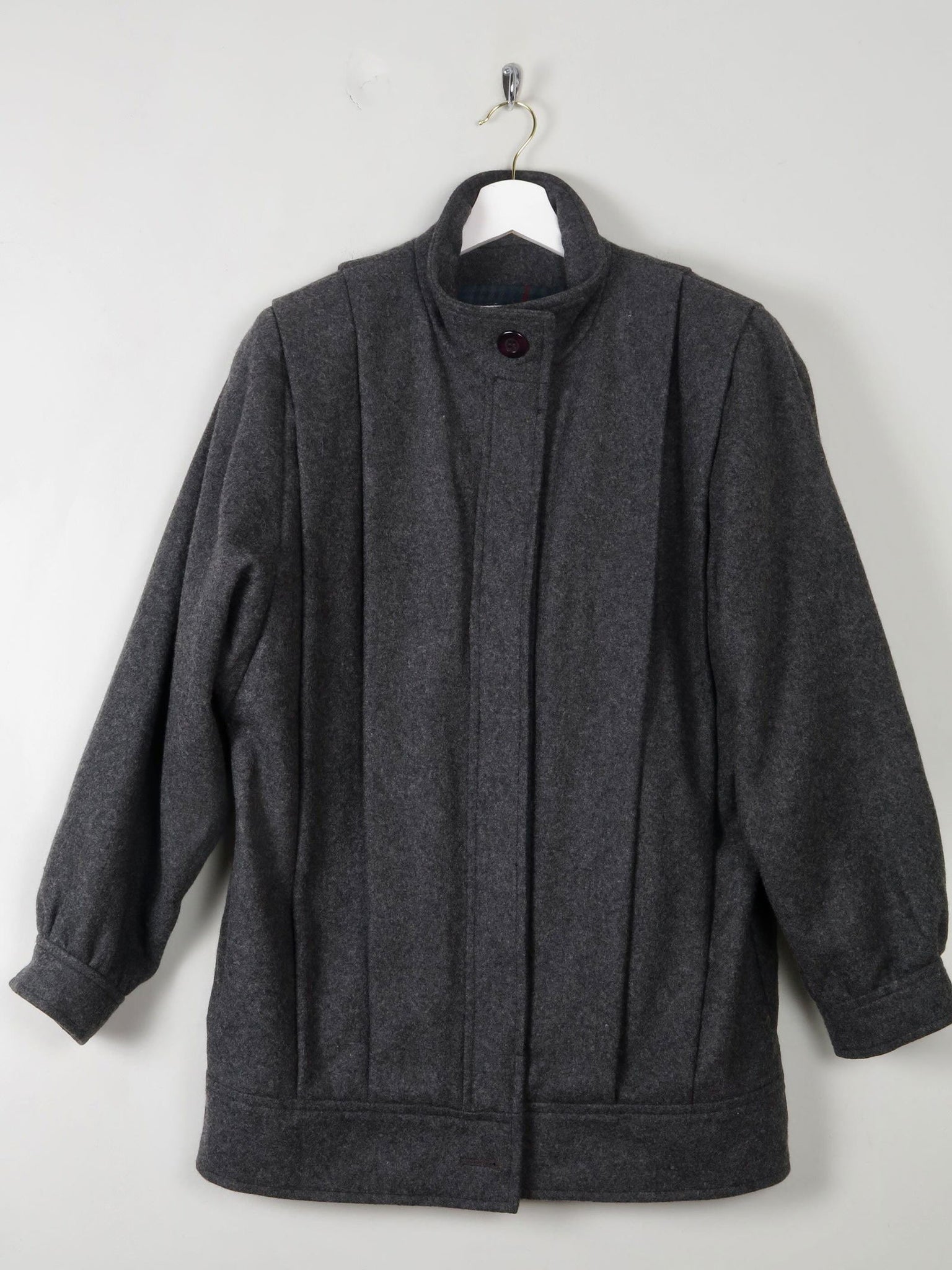Women's Grey Wool Pleated Jacket S/M - The Harlequin
