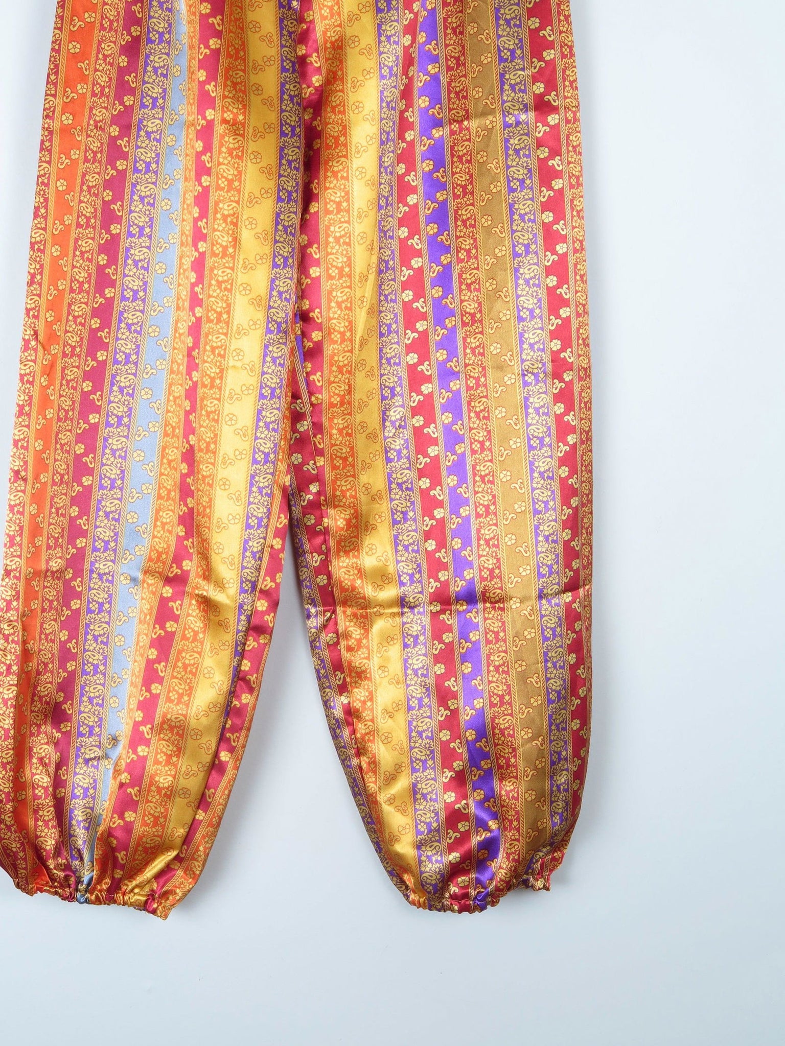 Women's Harem Genie Style Satin Printed Trousers M - The Harlequin