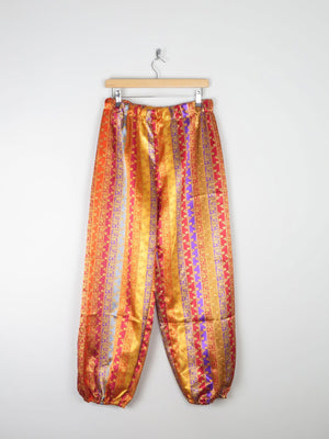 Women's Harem Genie Style Satin Printed Trousers M - The Harlequin